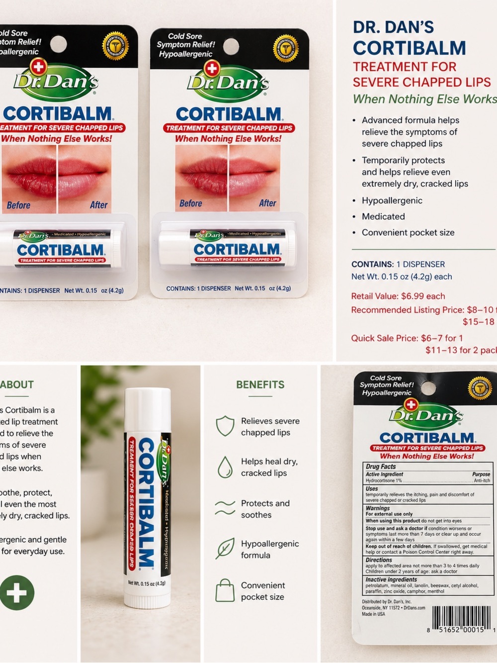 Dr. Dan's Cortibalm Lip Treatment - White Tube (2 Pack)